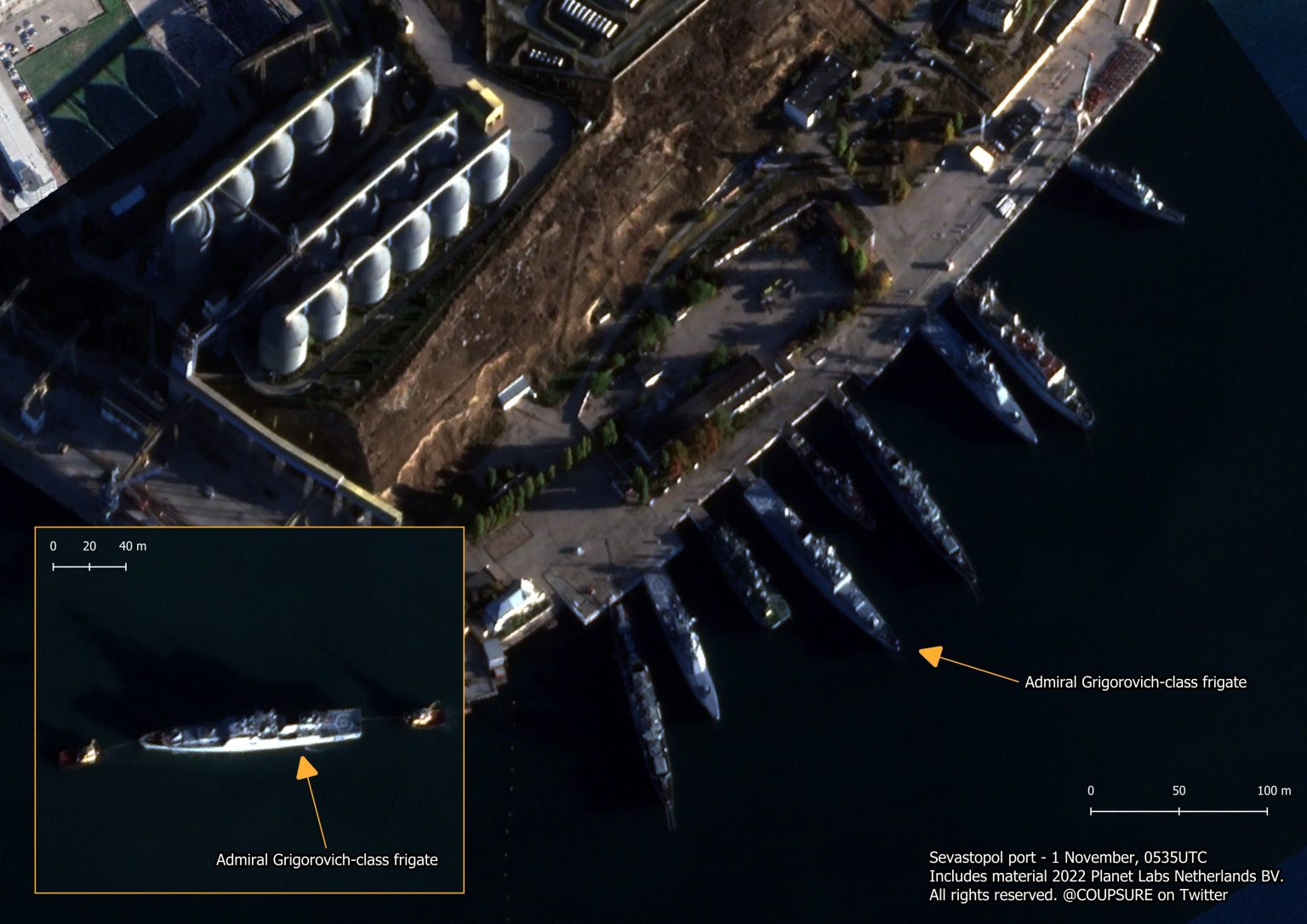 Спутниковый снимок Севастопольской бухты, 1 ноября 2022 года Фото: Benjamin Pittet